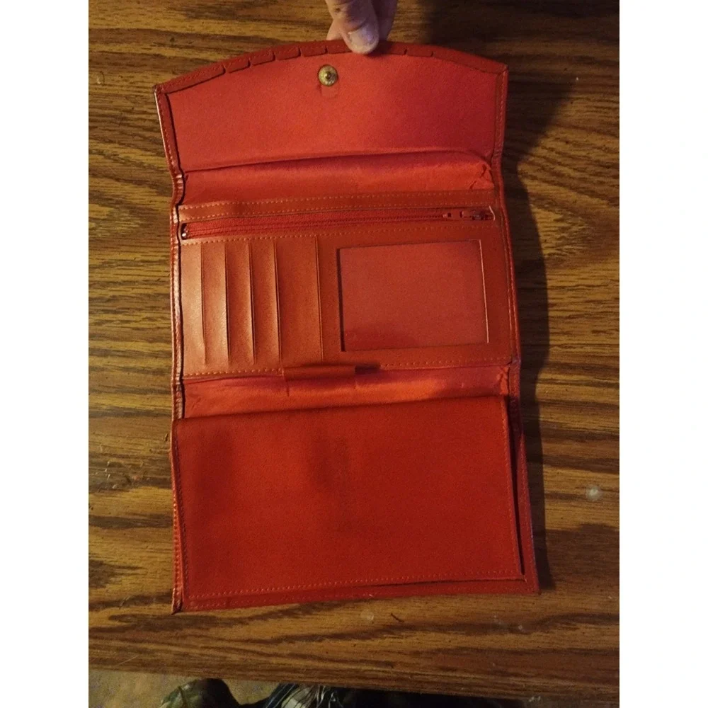 Vintage 1960s Princess Gardner Genuine Leather Red Clutch Wallet, Kiss Lock Coin